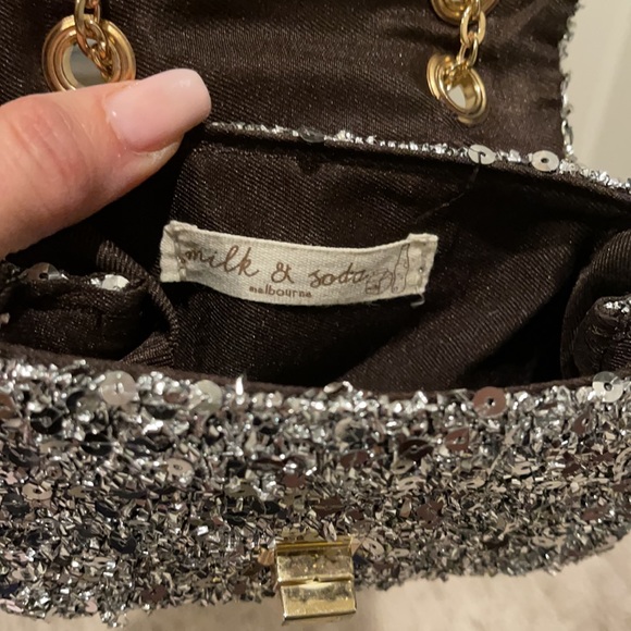 Milk and soda -  girls silver sequin handbag - Picture 5 of 6